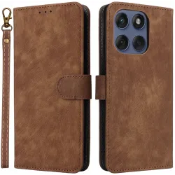 Phonesta Vintage Skin Book Wallet Klapphülle für Motorola Edge 60 / Edge 60 Fusion - Braun