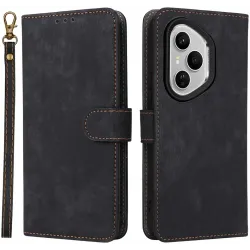 Phonesta Vintage Skin Book Wallet Klapphülle für HONOR 400 Pro - Schwarz