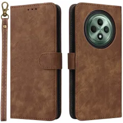 Phonesta Vintage Skin Book Wallet Klapphülle für Oppo Reno12 F/Reno12 FS - Braun