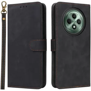 Phonesta Vintage Skin Book Wallet Klapphülle für Oppo Reno12 F/Reno12 FS - Schwarz