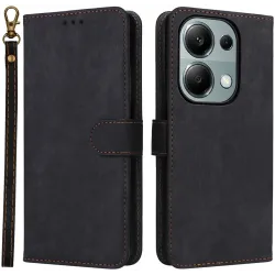 Phonesta Vintage Skin Book Wallet Klapphülle für Xiaomi Redmi Note 14S/13 Pro / Xiaomi Poco M6 Pro - Schwarz