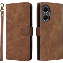 Phonesta Vintage Skin Book Wallet Klapphülle für Xiaomi Poco F7 - Braun
