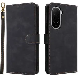 Phonesta Vintage Skin Book Wallet Klapphülle für Xiaomi Poco M7 - Schwarz