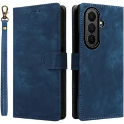 Phonesta Vintage Skin Book Wallet Klapphülle für Samsung Galaxy Z Fold 7 - Blau