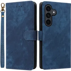 Phonesta Vintage Skin Book Wallet Klapphülle für Samsung Galaxy S25 FE - Blau