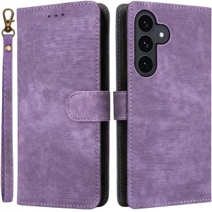 Phonesta Vintage Skin Book Wallet Klapphülle für Samsung Galaxy S25 FE - Lila