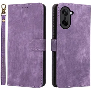 Phonesta Vintage Skin Book Wallet Klapphülle für OnePlus Nord CE5 - Lila