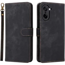Phonesta Vintage Skin Book Wallet Klapphülle für OnePlus Nord CE5 - Schwarz