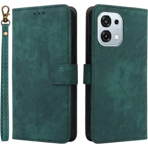 Phonesta Vintage Skin Book Wallet Klapphülle für Oppo A6 Pro - Grün