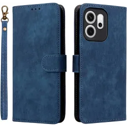 Phonesta Vintage Skin Book Wallet Klapphülle für Oppo Reno14 F/FS - Blau