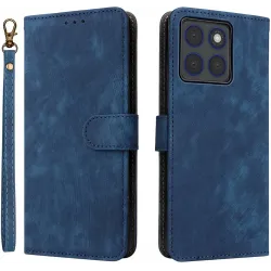Phonesta Vintage Skin Book Wallet Klapphülle für Motorola Edge 70 - Blau