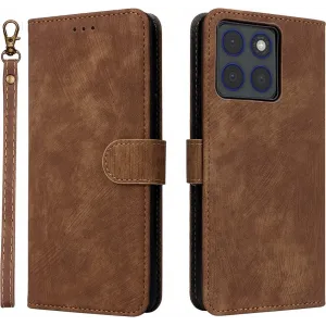 Phonesta Vintage Skin Book Wallet Klapphülle für Motorola Edge 70 - Braun