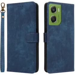 Phonesta Vintage Skin Book Wallet Klapphülle für Motorola Moto G06/G06 Power - Blau