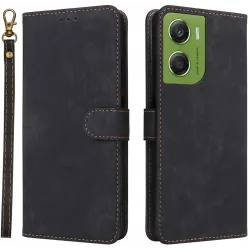 Phonesta Vintage Skin Book Wallet Klapphülle für Motorola Moto G06/G06 Power - Schwarz
