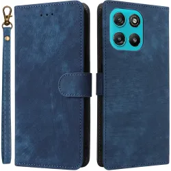 Phonesta Vintage Skin Book Wallet Klapphülle für Motorola Moto G57 Power - Blau