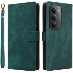 Phonesta Vintage Skin Book Wallet Klapphülle für Xiaomi Redmi 15 - Grün