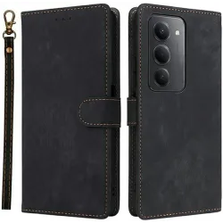 Phonesta Vintage Skin Book Wallet Klapphülle für Xiaomi Redmi 15 - Schwarz