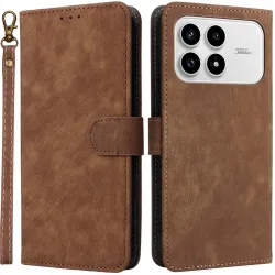 Phonesta Vintage Skin Book Wallet Klapphülle für Xiaomi Poco F8 Pro - Braun