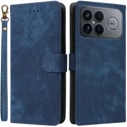 Phonesta Vintage Skin Book Wallet Klapphülle für Xiaomi Poco F8 Ultra - Blau