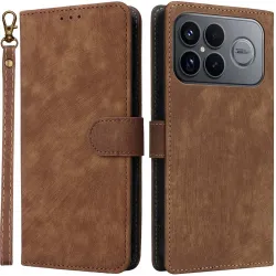 Phonesta Vintage Skin Book Wallet Klapphülle für Xiaomi Poco F8 Ultra - Braun