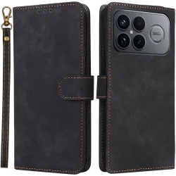 Phonesta Vintage Skin Book Wallet Klapphülle für Xiaomi Poco F8 Ultra - Schwarz