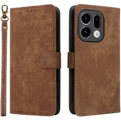 Phonesta Vintage Skin Book Wallet Klapphülle für Oppo Find X9 - Braun