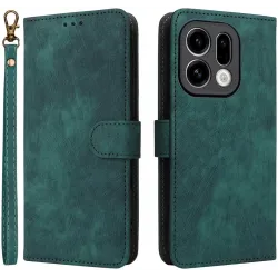 Phonesta Vintage Skin Book Wallet Klapphülle für Oppo Find X9 - Grün