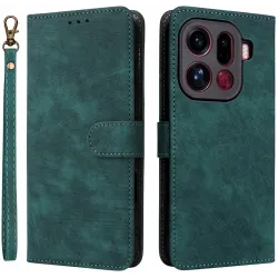 Phonesta Vintage Skin Book Wallet Klapphülle für Oppo Find X9 Pro - Grün