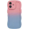 Phonesta Wavy Gradient Silikon Back Cover Hülle für Apple iPhone 16 - Rosa/Blau