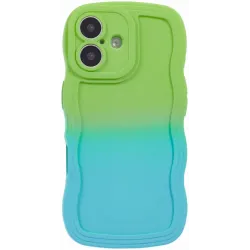 Phonesta Wavy Gradient Silikon Back Cover Hülle für Apple iPhone 16 Plus - Grün/Blau