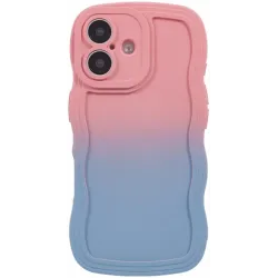Phonesta Wavy Gradient Silikon Back Cover Hülle für Apple iPhone 16 Plus - Rosa/Blau