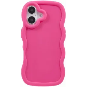 Phonesta Wavy Silikon Back Cover Hülle für Apple iPhone 16 - Hot Pink