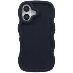 Phonesta Wavy Silikon Back Cover Hülle für Apple iPhone 16 - Schwarz
