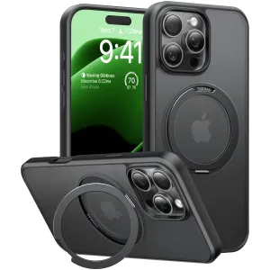 Torras Ostand Pro Back Cover Hülle mit MagSafe für Apple iPhone 16 Pro - Schwarz