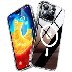 Torras Diamond Back Cover Hülle mit MagSafe für Apple iPhone 15 Pro - Transparent